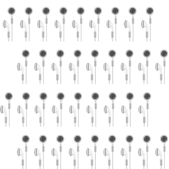 Wavesound White Wired Earbuds with 3.5mm Jack, No mic and No remote, 36 Pack - High-Quality Stereo Sound, Comfortable Ergonomic Fit, Durable PVC Cable, Lightweight In-Ear Headphones