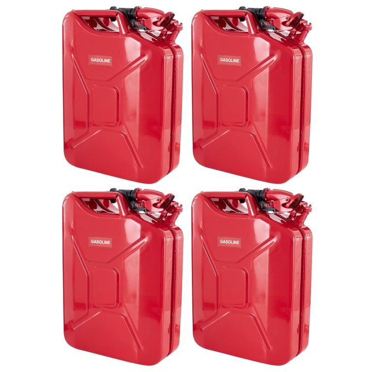 Wavian Large Steel Gasoline 5.3 Gallon Jerry Can with Spout, Red