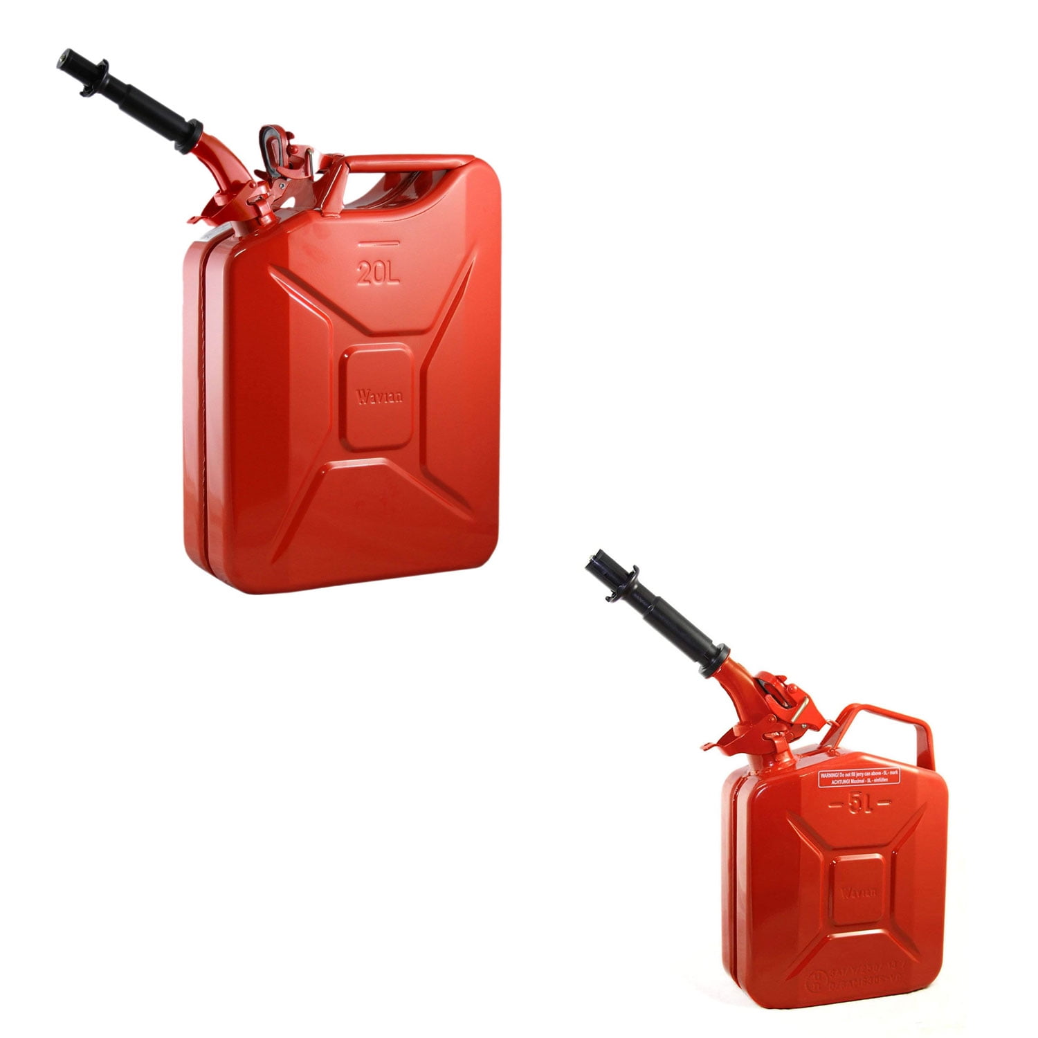 Wavian 5.3 Gal/20 L CARB Jerry Can and 1.3 Gal/5 L Steel Jerry Can