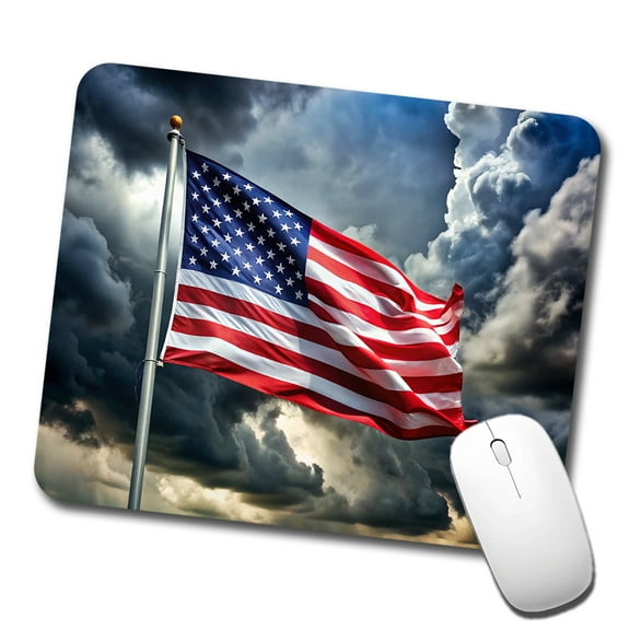 Waving American Flag After Storm Patriotic United States Mouse Pad Low Profile Gaming Mat