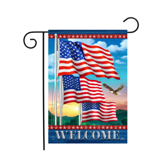 Waving American Flags Welcome Flag 12x18 POLE NOT INCLUDED Garden Flag
