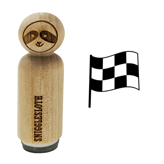 Waving Checkered Flag Rubber Stamp for Scrapbooking Crafting Stamping - Medium 1 Inch