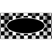 Waving Checkered Racing Flag License Plates- Ovals in the Middle