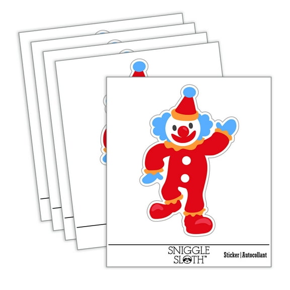 Waving Clown Circus Carnival Car Window Bumper Water Bottle Phone Tablet Laptop Waterproof Vinyl Decal Sticker Set 5-Pack - Gloss Finish - 3.0"