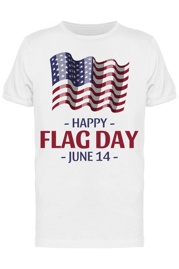 Waving Flag: Happy Flag Day T-Shirt Men -Image by Shutterstock, Male Small