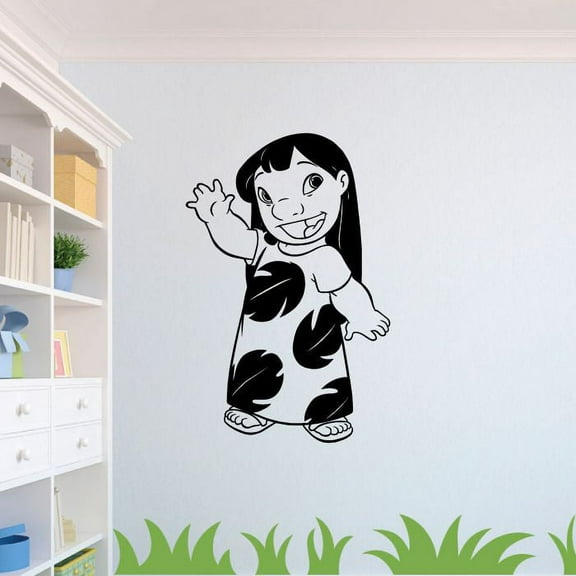 Waving Lilo Happy Face Lilo and Stitch Disney Cartoon Wall Sticker Art Decal for Boys Girls Room Bedroom Kindergarten Nursery House Fun Home Decors Stickers Wall Art Vinyl Decoration Size (40x24 inch)