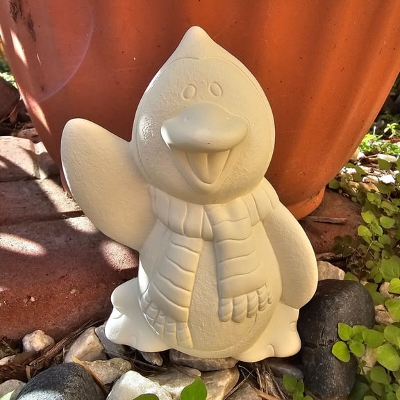 Waving Penguin 6" IN STOCK Ceramic Bisque Ready To Paint Pottery