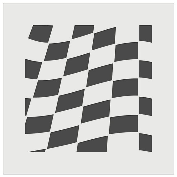 Waving Racing Checkered Flag Pattern DIY Cookie Wall Craft Stencil - 7.0 Inch