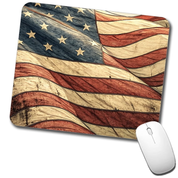 Waving Rustic American Flag Illustration Mouse Pad Low Profile Gaming Mat