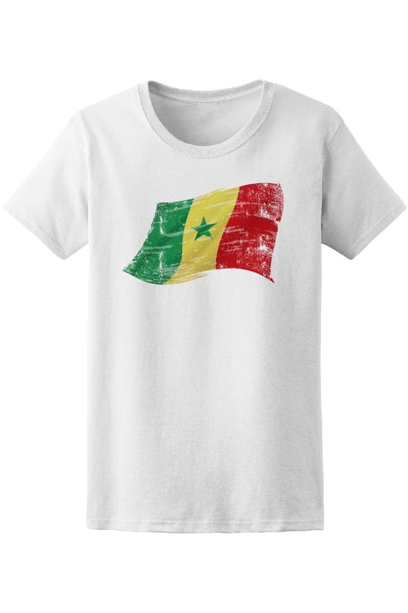 Waving Senegalese Grunge Flag T-Shirt Men -Image by Shutterstock, Male 3X-Large