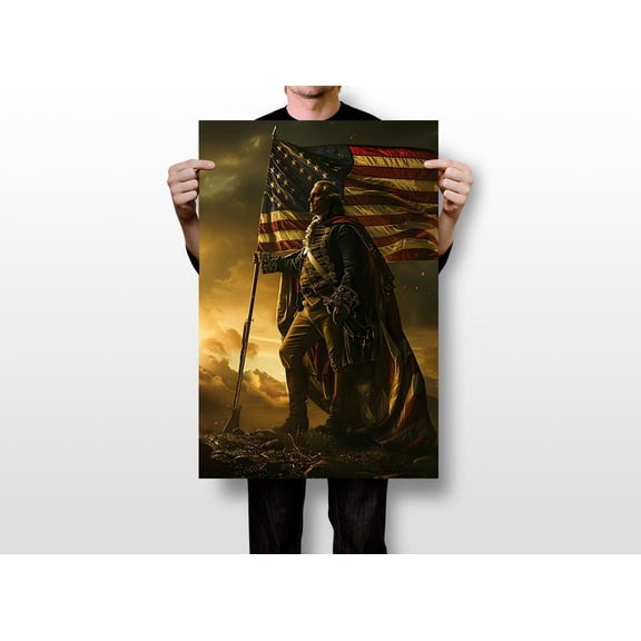 Waving USA Flag Military Poster , Poster Print Only