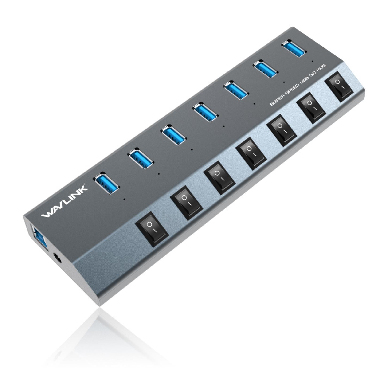 Wavlink 7-Port USB 3.0 Superspeed Hub with 48W Power Adapter