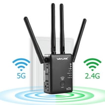 Wavlink AC1200 WiFi Range Extender/ Access Point/ Wireless Router 2.4G/5G Dual Band with 4 High Gain External Antennas WPS Protection-Black