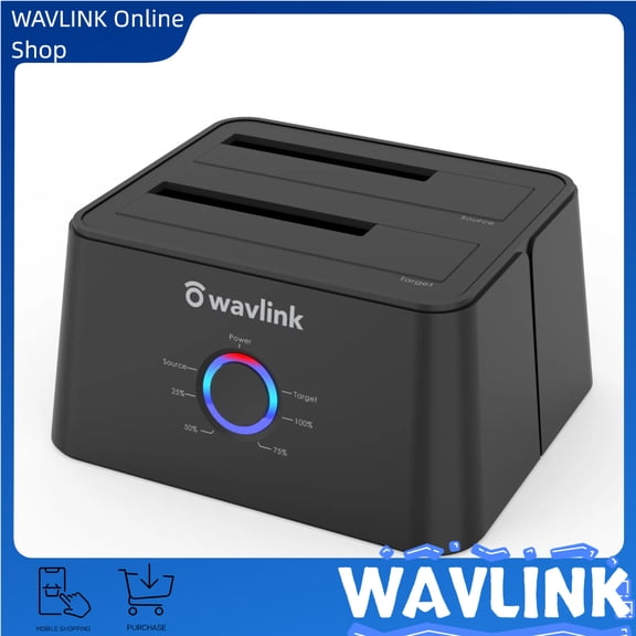 Wavlink Dual Bay Hard Drive Docking Station, USB 3.0 to SATA I/II/III Tool-Free External Hard Drive Lay-Flat Dock