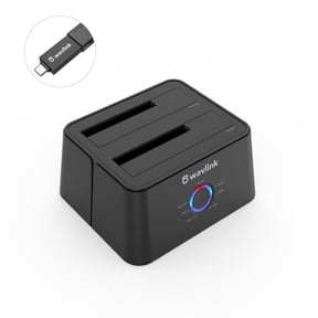 Wavlink Hard Drive Docking Station, USB 3.0 to SATA I/II/III Tool-Free External Hard Drive Dock for  2.5/3.5inch HDD/SSD Hard Drive Duplicator/Offline Clone/UASP and 2x16TB with 12V/3A Power Adapter