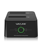 Wavlink USB 3.0 to SATA 5Gbps Dual-Bay Hard Drive Docking Station For 2.5 inch/3.5 Inch HDD,SSD Support Offline Clone / Backup /UASP Functions [8TBx2 ] External hard drive docking station