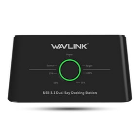 Wavlink USB 3.0 to SATA Dual Bay External Hard Drive Docking Station with USAP Protocal for 2.5/3.5 Inch SSD HDD SATA// [Support 216TB ] support Offline Clone/Backup Function