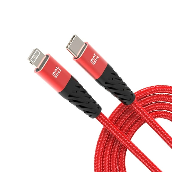 Wavlink USB-C to Lightning Cable 6FT [Never Rupture] MFi-Certified Nylon Braided 3A Fast Power Delivery Charging  Syncing Cable (Charger Not Included)(Red)