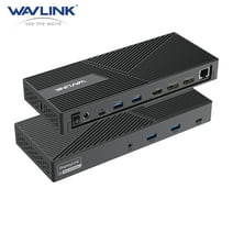 Wavlink USB-C Triple 4K Displaylink Docking Station, USB 3.0 Dock station 3 Monitors, with Max 130W PD Input, Dual DP, HDMI, 4*Type-A, Type-C, RJ45, Mic/Audio, For Laptop/Tablet/Phone