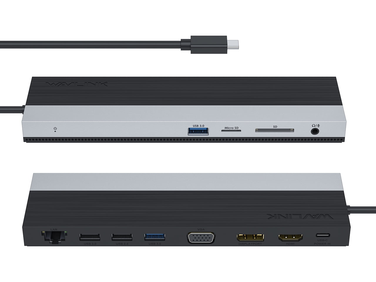 11-in-1 USB-C hub - 4x USB 3.0, Audio, VGA, HDMI, LAN, USB-C and TF / SD -  Sky Gray - Orico