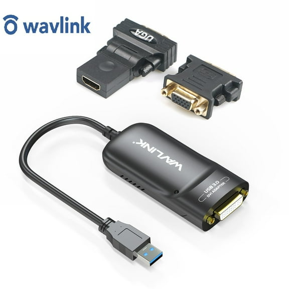 Wavlink USB to DVI Adapter, HD External Video Card for Laptop/Desktop, Multi-Display, Windows 10/Mac OS
