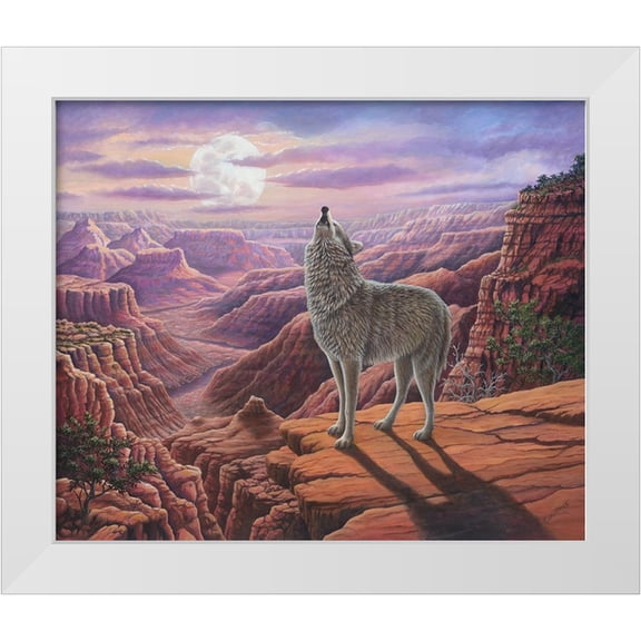 Wavra, Robert 14x12 White Modern Wood Framed Museum Art Print Titled - Howling Wolf