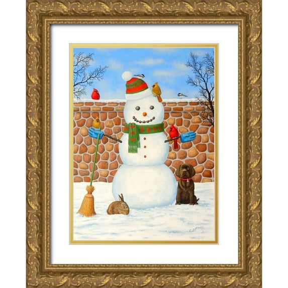 Wavra, Robert 25x32 Gold Ornate Wood Framed with Double Matting Museum Art Print Titled - Snowman