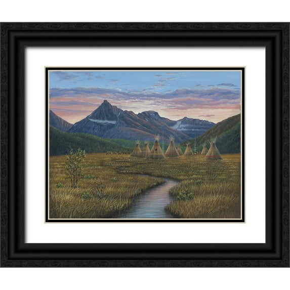 Wavra, Robert 32x26 Black Ornate Wood Framed with Double Matting Museum Art Print Titled - A Quiet Evening