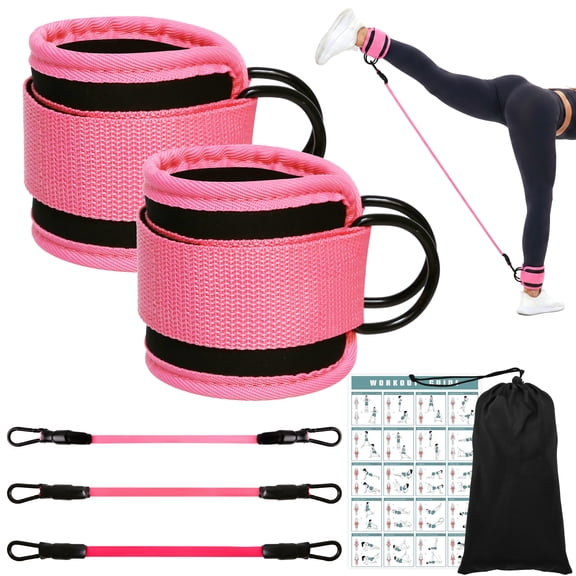 Wavraging Ankle Resistance Bands with Cuffs, 3-Level Adjustable Ankle Resistance Bands for Working Out, Women Leg and Glutes Home Gym Workout Equipment, Ankle Straps for Kickbacks, Leg Booty