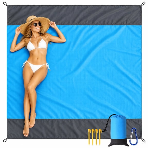 Wavraging Beach Blanket Sandproof Waterproof, Oversized Sand Free Beach Mat 80 x 84 Inch for 1-8 Adults, Extra Large Lightweight Picnic Blanket, Quick Drying Beach Accessories for Travel Camping
