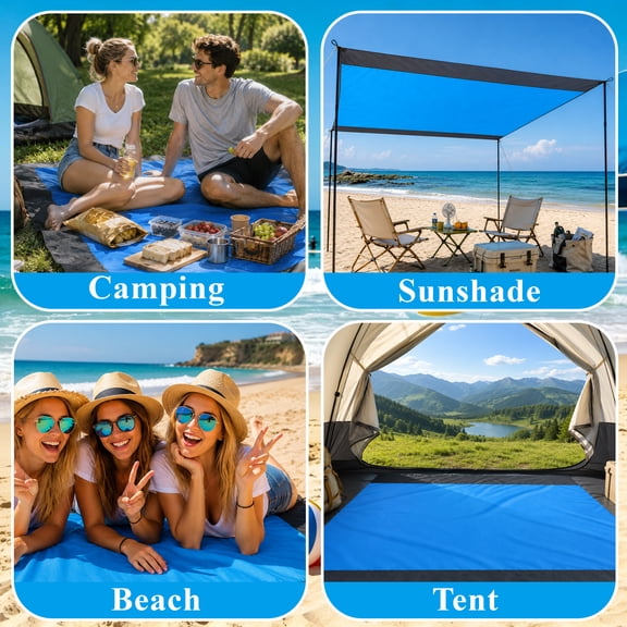 Wavraging Blue Beach Mat Picnic Blanket for Adults