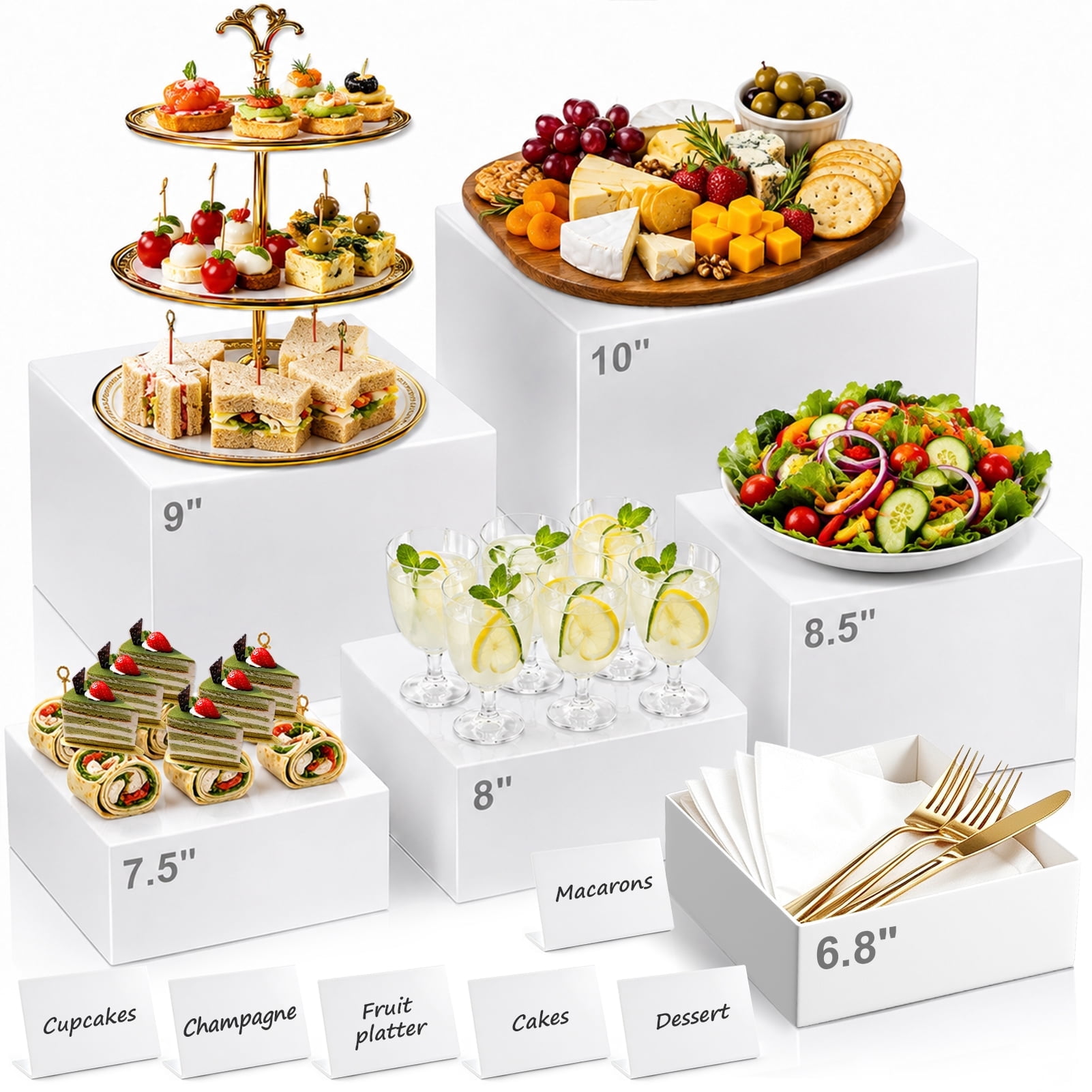 Wavraging 6PCS White Buffet Risers for Food Display, Buffet Risers and ...