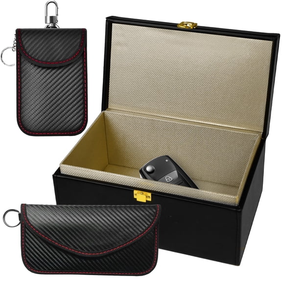 Wavraging Faraday Box for Car Keys, Key Fob Protector Cage with 2 Pack Faraday Bags, Anti Theft Car Key Fob Signal Blocker Case, RFID Keyless Entry Car Key Blocking Box
