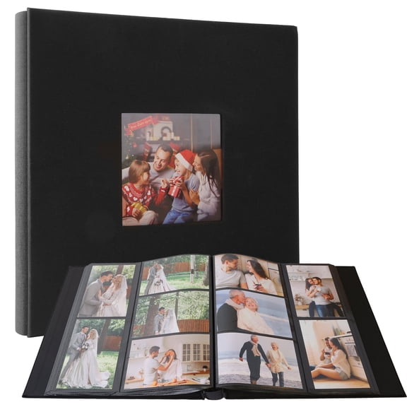 Wavraging Large Photo Album 4x6 with 600 Pockets, Linen Cover Slide-in Picture Albums with Front Window, 120 Pages DIY Photo Book, Horizontal Vertical Scrapbook Album for Family Wedding Anniversary