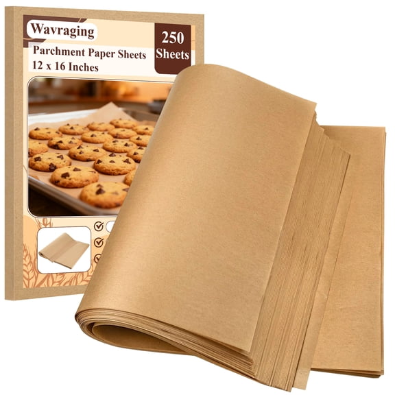 Wavraging Parchment Paper Sheets for Baking 12x16 Inch, 250 Pcs Unbleached Non-Stick Precut Baking Paper for Oven, Air Fryer, Grilling, Cooking & Steaming