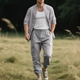 thumbnail image 1 of Wavsuf 2pcs Jogger Set Men Long Sweatsuits Sets for Mens Loose Cotton Shirt Sweatshirt and Sweatpants Dark Gray Size 3XL, 1 of 9