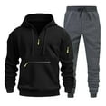 thumbnail image 1 of Wavsuf 2pcs Jogger Set Men Long Sweatsuits Sets for Mens Motion Hoodies and Sweatpants Black Size M, 1 of 2