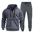 thumbnail image 1 of Wavsuf 2pcs Jogger Set Men Long Sweatsuits Sets for Mens Motion Hoodies and Sweatpants Dark Gray Size 2XL, 1 of 2
