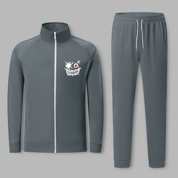 Wavsuf 2pcs Jogger Set Men Long Sweatsuits Sets for Mens Motion Shirt Lightweight Sweatshirt and Sweatpants Gray Size XL