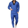 thumbnail image 1 of Wavsuf 2pcs Jogger Set Men Long Sweatsuits Sets for Mens Motion Shirt Sweatshirt and Sweatpants Blue Size M, 1 of 8