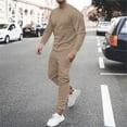 thumbnail image 1 of Wavsuf 2pcs Jogger Set Men Long Sweatsuits Sets for Mens Motion Shirt Sweatshirt and Sweatpants Khaki Size M, 1 of 6