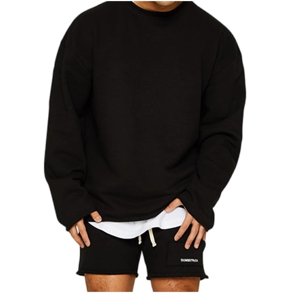 Wavsuf 2pcs Jogger Set Men Long Sweatsuits Sets for Mens Motion Sweatshirt and Sweatpants Black Size M