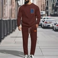 thumbnail image 1 of Wavsuf 2pcs Jogger Set Men Long Sweatsuits Sets for Mens Motion Tight Drawstring Simplicities Shirt Sweatshirt and Sweatpants Wine Size 3XL, 1 of 9