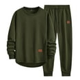 thumbnail image 1 of Wavsuf 2pcs Jogger Set Men Long Sweatsuits Sets for Mens Plush Motion Shirt Sweatshirt and Sweatpants Army Green Size S, 1 of 5