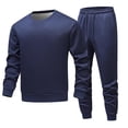 thumbnail image 1 of Wavsuf 2pcs Jogger Set Men Long Sweatsuits Sets for Mens Plush Pocket Drawstring Shirt Sweatshirt and Sweatpants Navy Size 2XL, 1 of 2