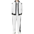 thumbnail image 1 of Wavsuf 2pcs Jogger Set Men Long Sweatsuits Sets for Mens Pocket Zipper Drawstring Shirt Jacket and Sweatpants White Size 4XL, 1 of 7