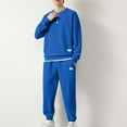 thumbnail image 1 of Wavsuf 2pcs Jogger Set Men Long Sweatsuits Sets for Mens Shirt Sweatshirt and Sweatpants Blue Size 2XL, 1 of 3