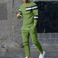 thumbnail image 1 of Wavsuf 2pcs Jogger Set Men Long Sweatsuits Sets for Mens Tight Shirt Sweatshirt and Sweatpants Green Size 4XL, 1 of 7