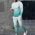 thumbnail image 1 of Wavsuf 2pcs Jogger Set Men Long Sweatsuits Sets for Mens Tight Shirt Sweatshirt and Sweatpants Light Blue Size L, 1 of 7