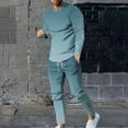 thumbnail image 1 of Wavsuf 2pcs Jogger Set Men Long Sweatsuits Sets for Mens Tight Shirt Sweatshirt and Sweatpants Sky Blue Size 3XL, 1 of 7